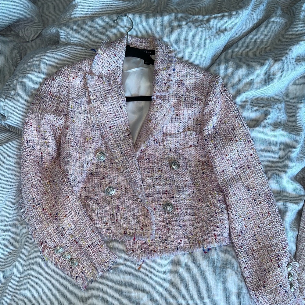 Aqua pink tweed jacket double breasted xs never worn